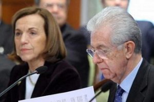 Presidente del Consiglio dei Ministri, Mario Monti, e il Ministro del Lavoro e delle Politiche Sociali, Elsa Fornero