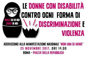 banner "le donne con disabilità contro ogni forma di discriminazione e violenza"